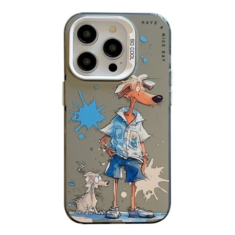 Чехол Animal Pattern Oil Painting Series для iPhone 15 Pro Max - Wolf