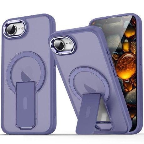 Противоударный чехол Acrylic Hybrid TPU MagSafe Holder для iPhone 16e - Dark Night Purple