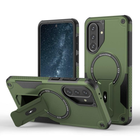 Протиударний чохол MagSafe Holder Armor PC Hybrid для Samsung Galaxy A36/A56 5G - зелений
