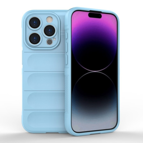 Силиконовый чехол Magic Flannel для iPhone 15 Pro - голубой
