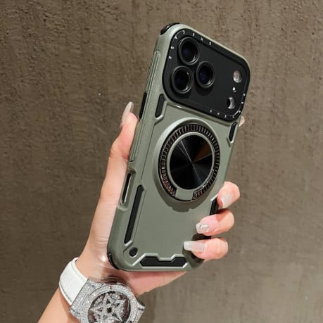 Противоударный чехол Three-core с подстаавкой 360 Rotation Magnetic на iPhone 17 Pro - зеленый