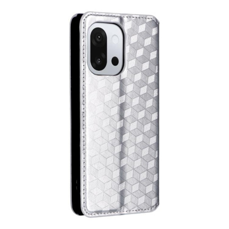 Чехол-книжка Cubic Grid Calf Texture для OnePlus 13T - серебристый