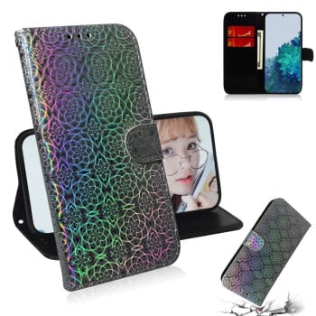 Чохол-книжка з кольоровою обкладинкою та магнітною застібкою Colorful Magnetic Buckle на Samsung Galaxy S21 - сріблястий