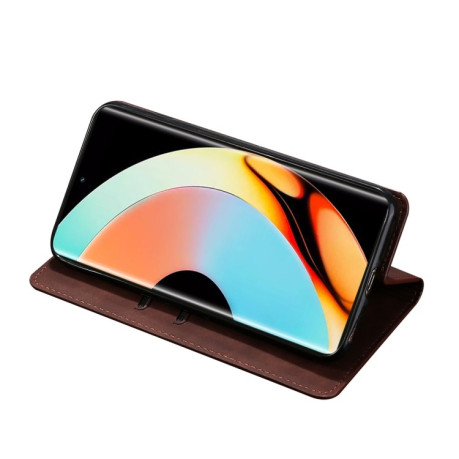 Чохол-книжка Retro Skin Feel Business Magnetic на Realme 10 Pro+ 5G - темно-коричневий