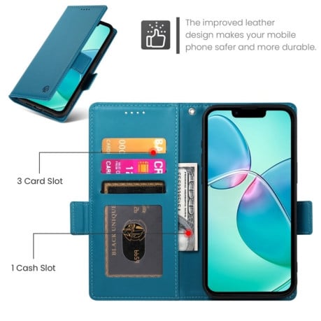 Чехол-книжка Side Buckle Magnetic Frosted Leather для iPhone 16e - синий