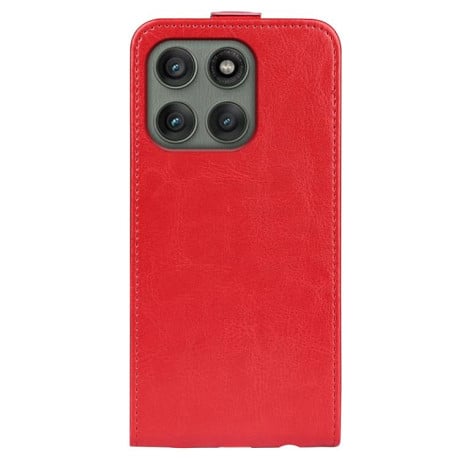 Чехол Cross Leather Ring Vertical Zipper Wallet для Motorola Edge 60 Pro - красный