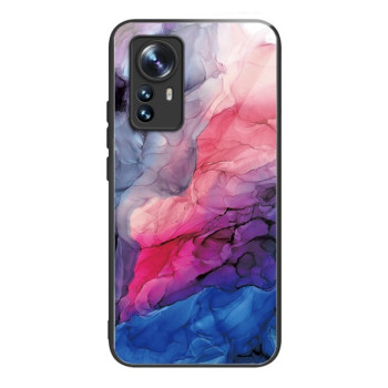 Противоударный стеклянный чехол Marble Pattern Glass на Xiaomi 12 Pro - Abstract Red