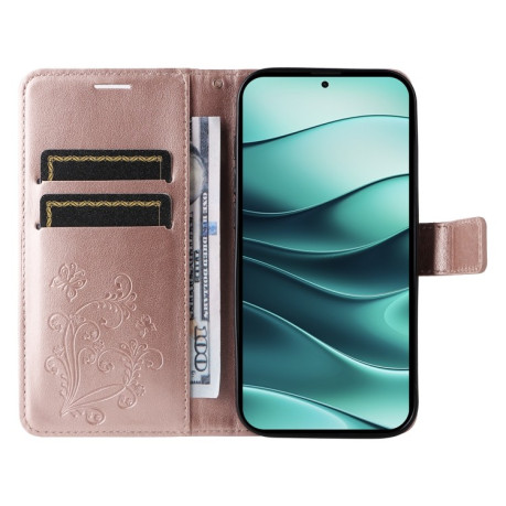 Чохол-книжка Embossed Butterfly для Xiaomi Redmi Note 14 5G/Poco M7 Pro 5G - рожеве золото