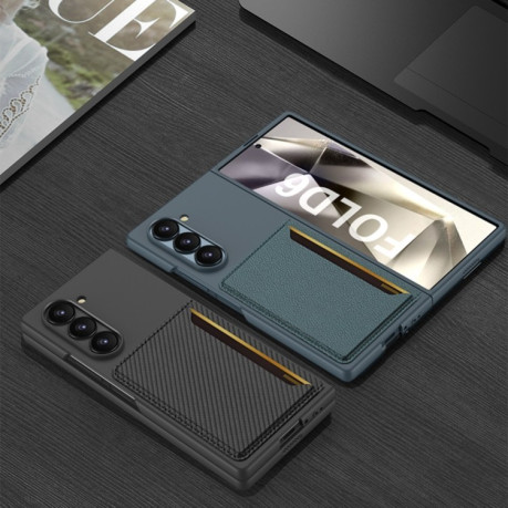 Противоударный чехол GKK Ultra-thin Card Slots для Samsung Galaxy  Fold 6 - карбоновый