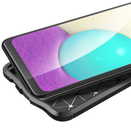 Противоударный чехол Litchi Texture на Samsung Galaxy A02 / M02 - черный