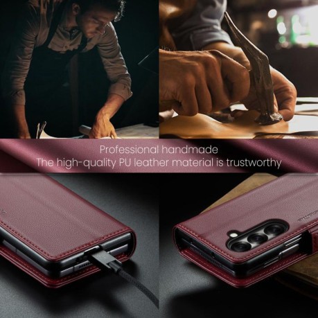 Чехол-книжка CaseMe 023 Butterfly Buckle Litchi Texture RFID Anti-theft Leather для Samsung Galaxy Fold 7 - красный