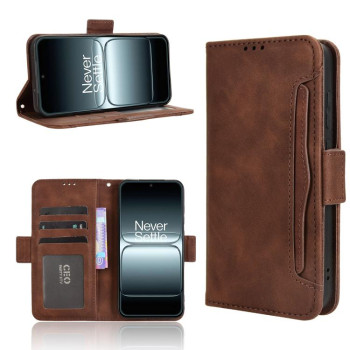 Чехол-книжка Skin Feel Calf на OnePlus 13T - коричневый