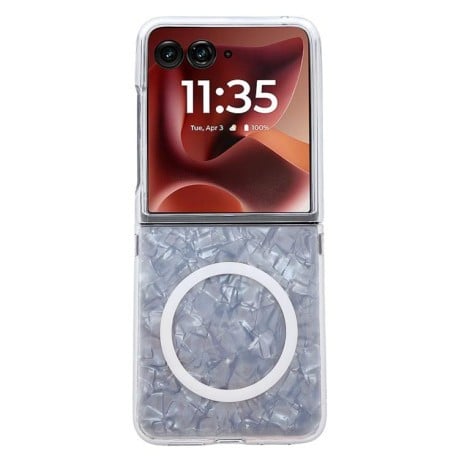 Противоударный чехол Pearlescent Shell Texture MagSafe для Motorola Razr 60 Ultra - белый