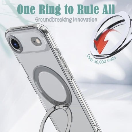 Чехол kalebol с MagSafe и подставкой 360 Metal Ring Holder на iPhone Air - прозрачный