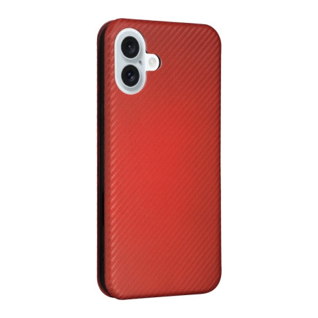 Чехол-книжка Carbon Fiber Texture на iPhone 16 - коричневый