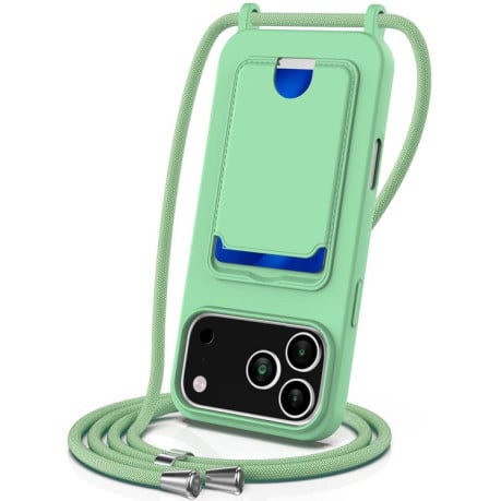 Силиконовый чехол Integrated Card Bag Solid Color Liquid Silicone на iPhone 17 Pro Max - зеленый