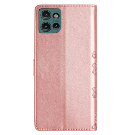 Чехол-книжка Cherry Blossom Butterfly Skin Feel Embossed на Motorola Edge 50 5G - золото