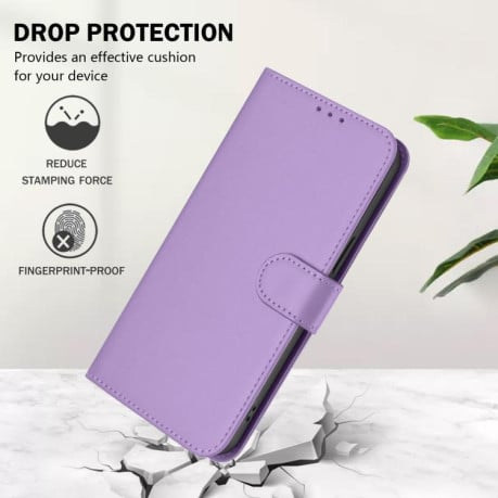 Чехол-книжка с мягким покрытием (Skin Feel) со шнурком на Xiaomi Poco M7 4G 169mm - фиолетовый