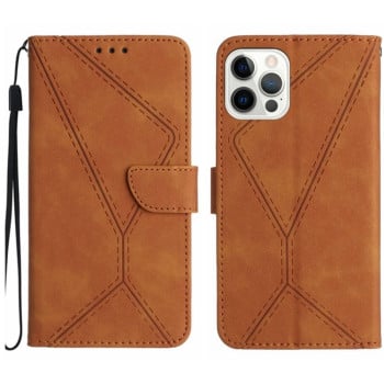 Чехол-книжка Stitching Embossed Leather для iPhone 15 Pro -коричневый