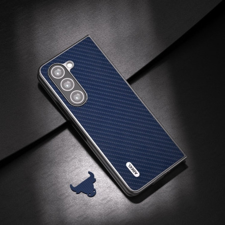 Противоударный чехол ABEEL Carbon Fiber Texture для Samsung Galaxy Fold 5 - темно-синий
