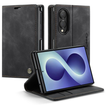 Чехол-книжка CaseMe-013 многофункциональный с кармашком на карт на Samsung Galaxy Fold8 5G — чёрный