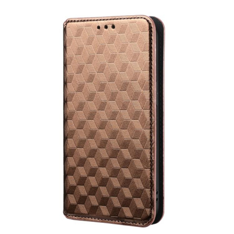 Чехол-книжка Cubic Grid Texture Flip Leather для на Samsung Galaxy M16 5G / F16 5G - коричневый