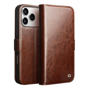 Чохол-книжка QIALINO Classic 103 з натуральної шкіри на iPhone 18 Pro Max — коричневий