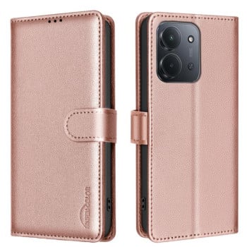 Чохол-книжка Litchi Texture RFID Anti-theft Leather на Xiaomi Redmi 15C 5G / 4G EU 173mm / Poco C85 5G - золотий