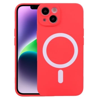 Противоударный чехол Liquid Silicone Full (Magsafe) для iPhone 15 - красный