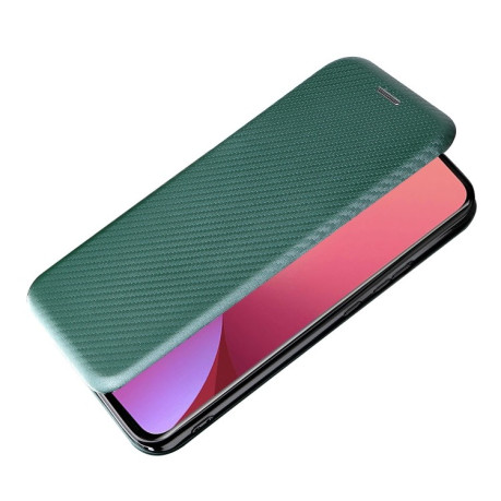 Чехол-книжка Carbon Fiber Texture на Xiaomi Mi 12 5G - зеленый