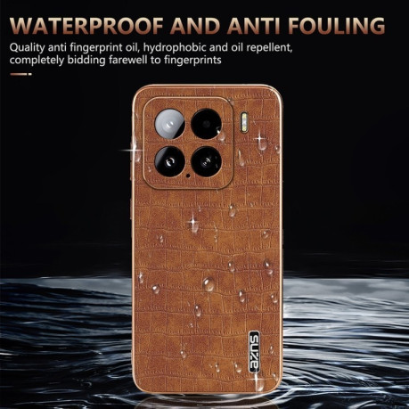 Чехол AZNS Electroplated Frame Crocodile Texture на Xiaomi 15 - коричневый
