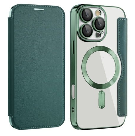 Чехол-книжка Shield MagSafe RFID Anti-theft Leather для iPhone 16 Pro Max - зеленый