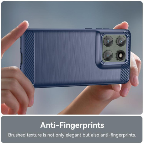 Противоударный чехол Brushed Texture Carbon Fiber на Motorola Edge 60 Pro - синий