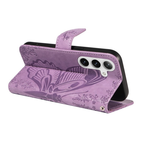 Чохол-книжка Swallowtail Butterfly Embossed Leather  для Samsung Galaxy S25+ / S24+ 5G - фіолетовий