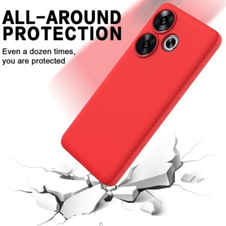 Силиконовый чехол Solid Color Liquid Silicone на Xiaomi Poco F6 - красный