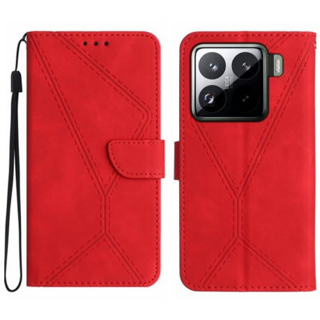 Чохол-книжка Stitching Embossed Leather для Xiaomi 15 Pro - червоний