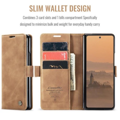 Чехол-книжка CaseMe-013 Multifunctional на Samsung Galaxy Fold 7 - коричневый