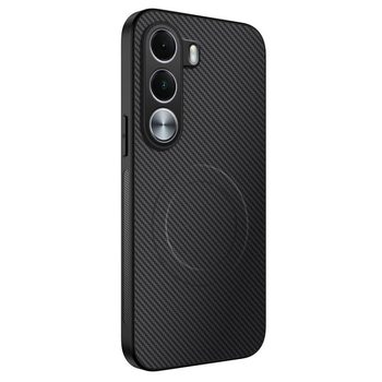 Магнитный чехол Wanlonfeng серии TQ с текстурой карбона на Realme C100i / C100x 4G — черные
