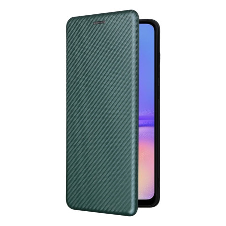 Чехол-книжка Carbon Fiber Texture на Samsung Galaxy A05 - зеленый