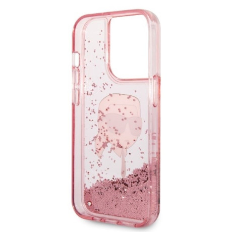 Оригінальний чохол Karl Lagerfeld Glitter Karl's Head для iPhone 14 Pro Max - pink