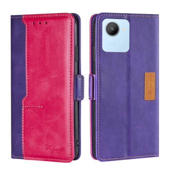 Чохол-книжка з магнітною застібкою та контрастним оздобленням на Realme C30 4G/Narzo 50i Prime - фіолетовий
