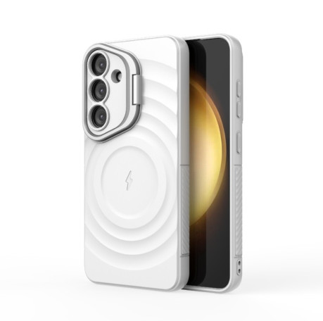 Чохол Lens Frame Bracket Corrugated MagSafe для Samsung Galaxy S25 5G - білий