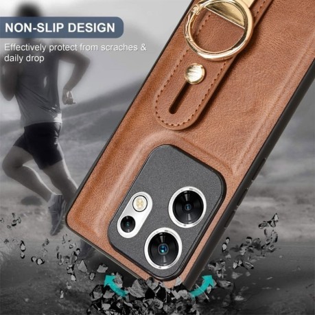 Протиударний чохол Wristband Leather Back для Infinix Zero 30 4G - коричневий