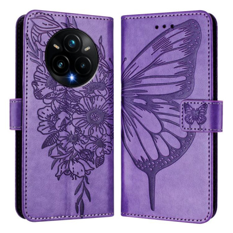 Чохол-книжка Embossed Butterfly для Realme 14 Pro+ - фіолетовий