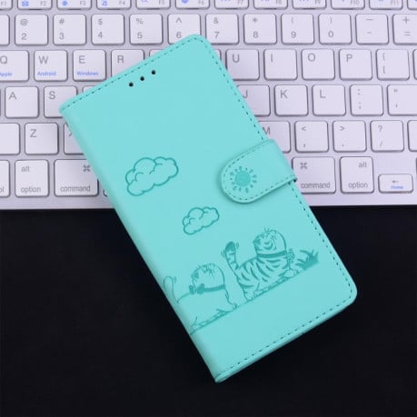 Чохол-книжка Cute Cats RFID Leather для Xiaomi Redmi Note 14 4G 164.84mm - зелений