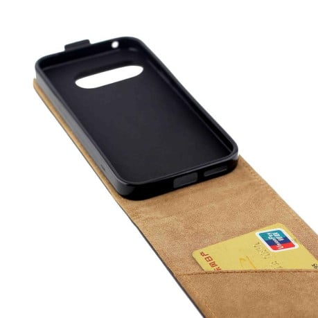 Флип-чехол Vertical Flip Leather Phone Case with Card Slot для Google Pixel 9a - черный