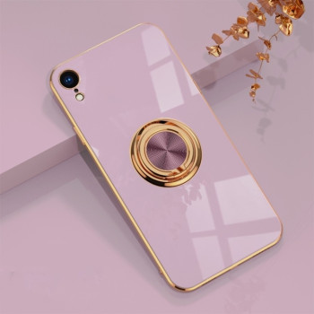 Противоударный чехол 6D Electroplating Full Coverage with Magnetic Ring для iPhone XR - фиолетовый