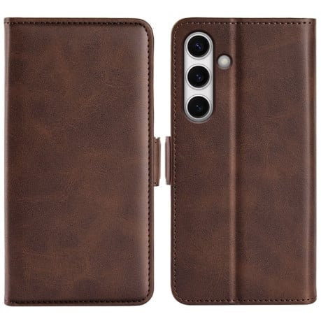 Чохол-книжка Dual-side Magnetic Buckle для Samsung Galaxy S24 FE 5G - коричневий