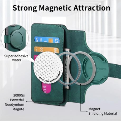 Чехол-книжка CaseNeo MagSafe RFID Anti-theft Retro Leather на Xiaomi Redmi Turbo 4 Pro / Poco F7 5G - зеленый