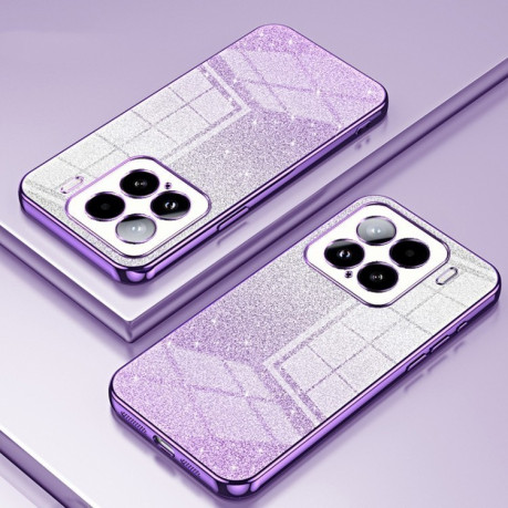 Ударозащитный чехол Gradient Glitter Powder Electroplated на Xiaomi 15 - фиолетовый